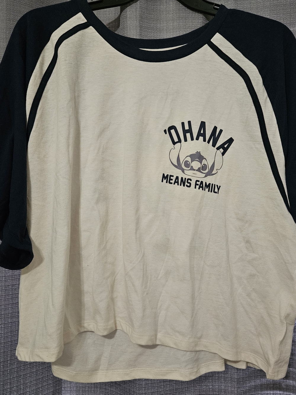 Disney Navy and Cream 'Ohana Means Family Raglan Tee